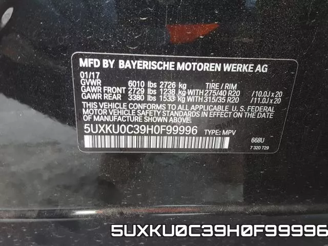 5UXKU0C39H0F99996 фото 2