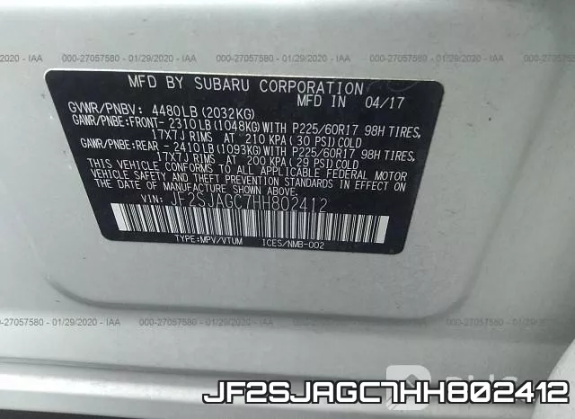 JF2SJAGC7HH802412 фото 9