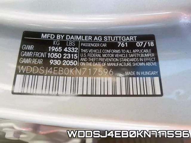 WDDSJ4EB0KN717596 фото 2
