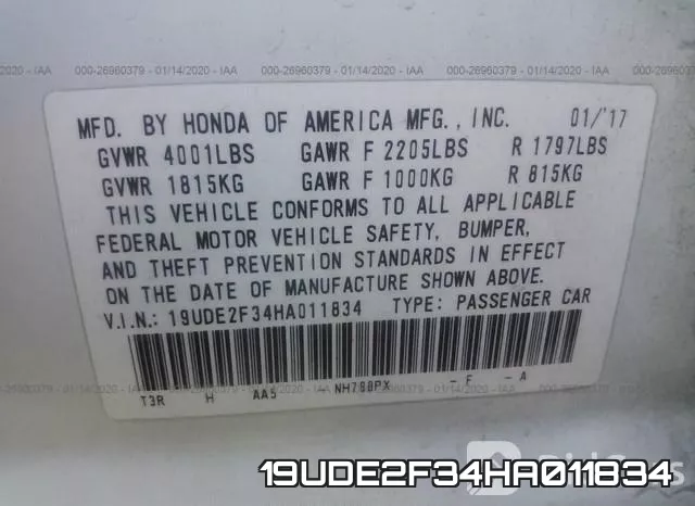 19UDE2F34HA011834 фото 6