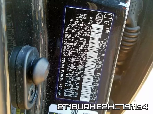 2T1BURHE2HC791134 фото 2