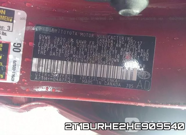 2T1BURHE2HC909540 фото 4
