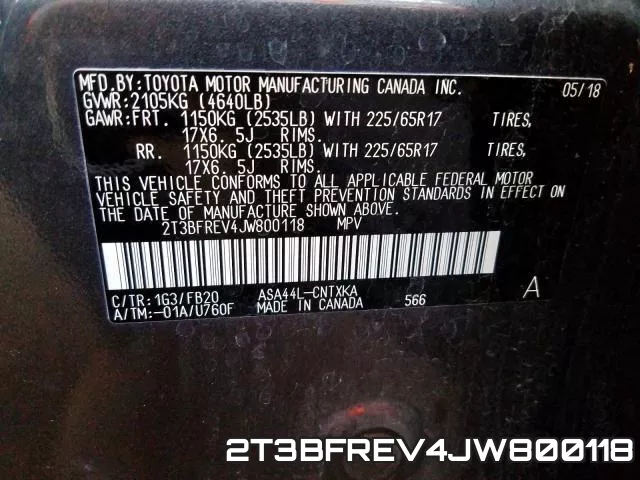 2T3BFREV4JW800118 фото 2