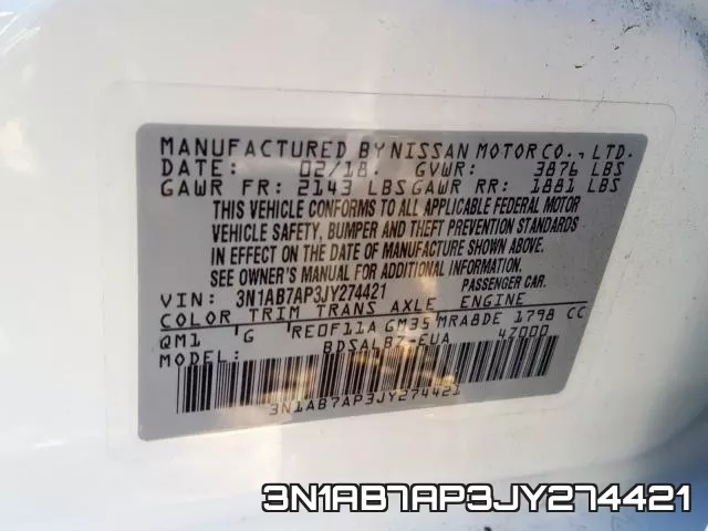 3N1AB7AP3JY274421 фото 2