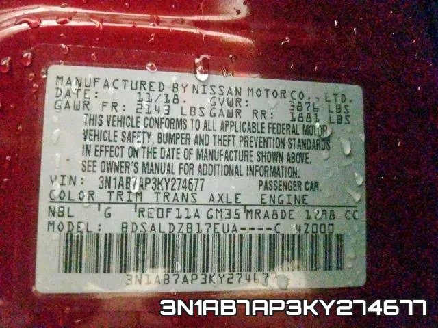 3N1AB7AP3KY274677 фото 2