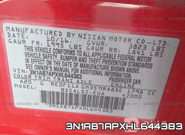3N1AB7APXHL644383 фото 5