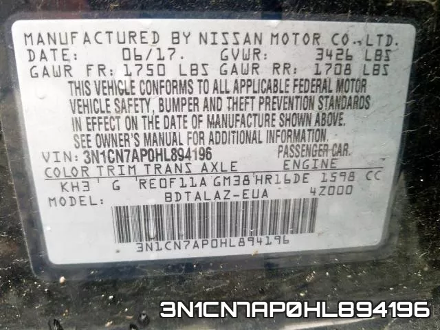 3N1CN7AP0HL894196 фото 2