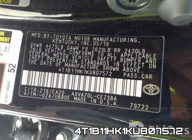 4T1B11HK1KU807572 фото 3