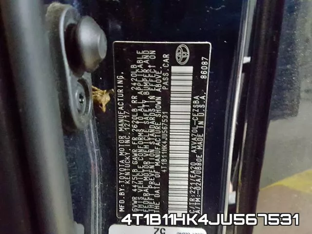 4T1B11HK4JU567531 фото 2