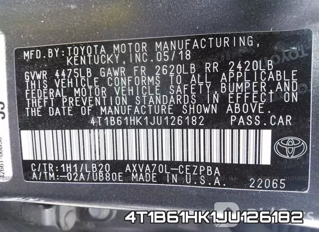 4T1B61HK1JU126182 фото 6