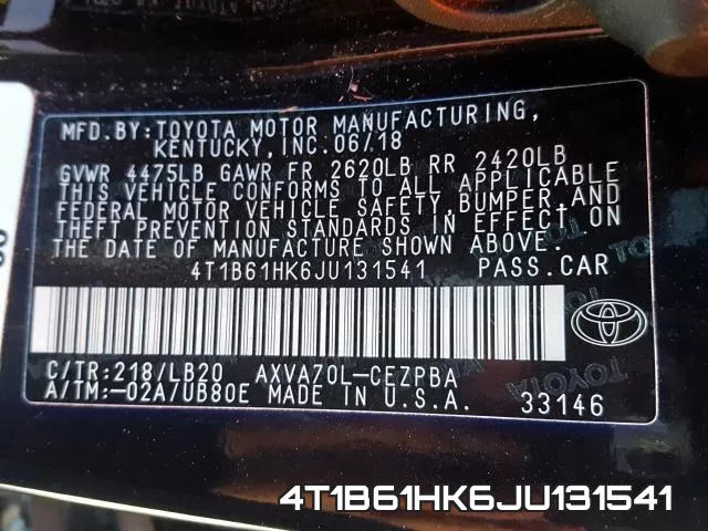4T1B61HK6JU131541 фото 2
