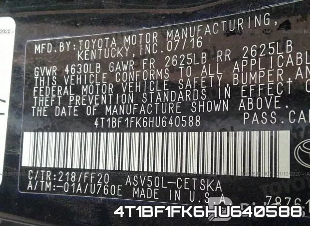 4T1BF1FK6HU640588 фото 6