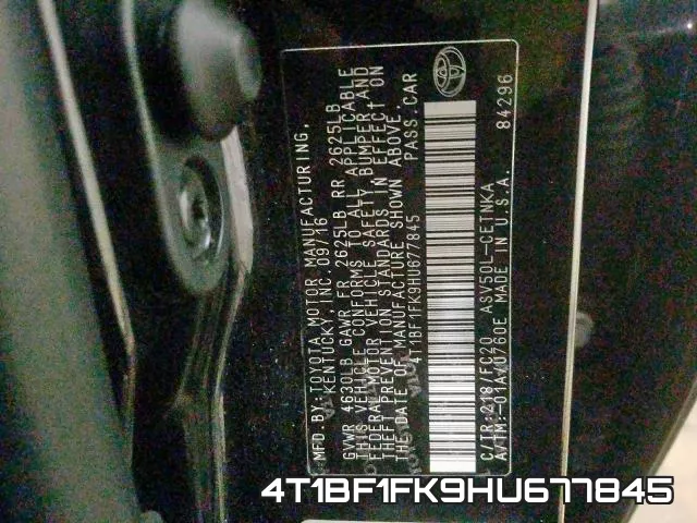 4T1BF1FK9HU677845 фото 2