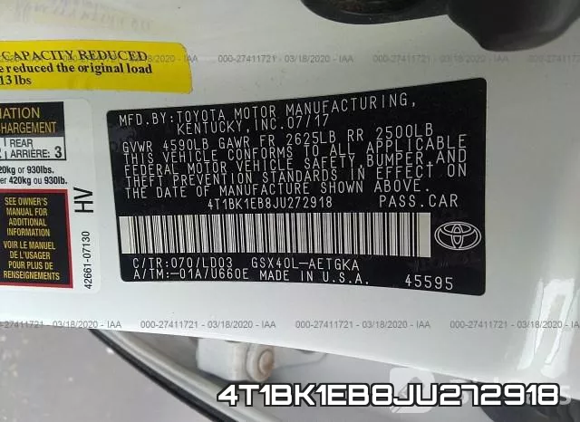 4T1BK1EB8JU272918 фото 8