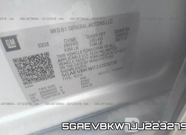 5GAEVBKW7JJ223279 фото 9