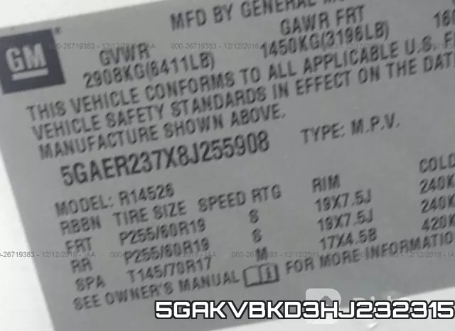 5GAKVBKD3HJ232315 фото 6