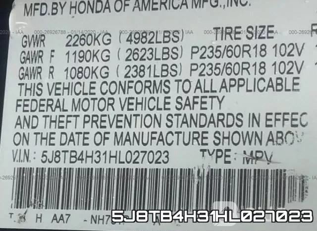5J8TB4H31HL027023 фото 5