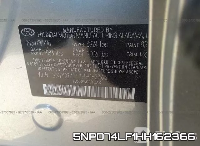 5NPD74LF1HH162366 фото 6
