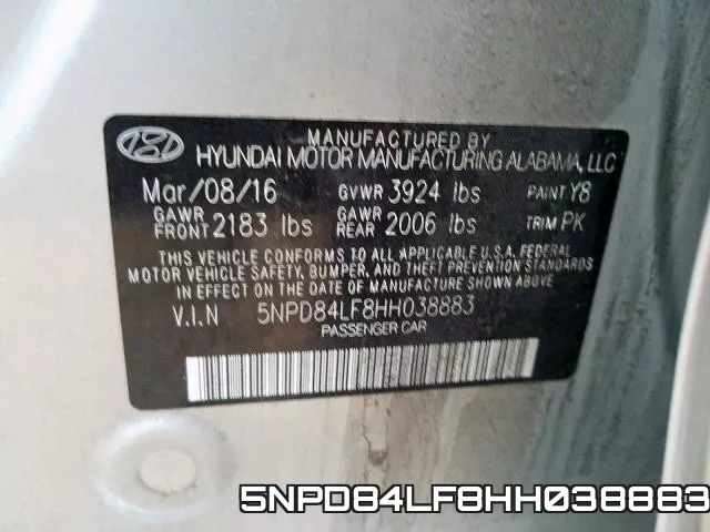 5NPD84LF8HH038883 фото 2