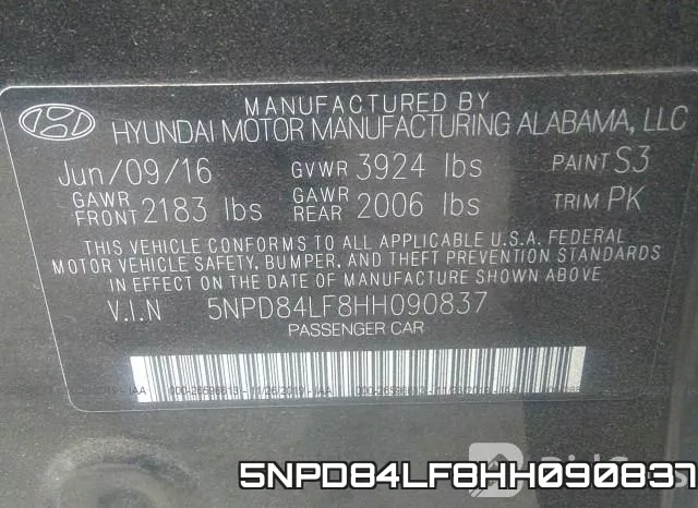 5NPD84LF8HH090837 фото 7