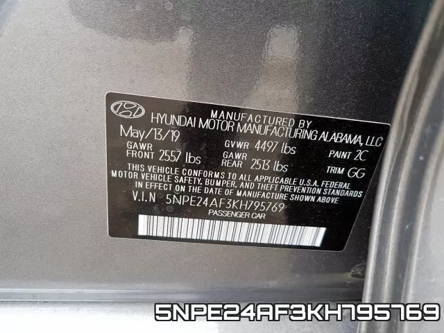 5NPE24AF3KH795769 фото 2