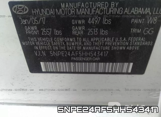 5NPE24AF5HH543417 фото 6