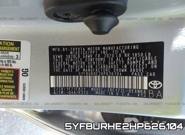 5YFBURHE2HP626104 фото 7