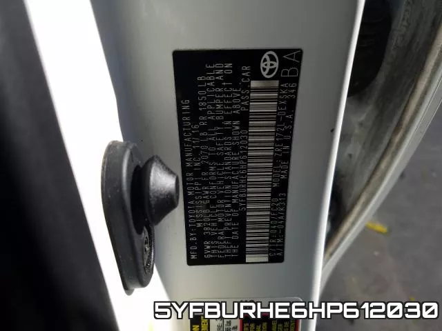5YFBURHE6HP612030 фото 2