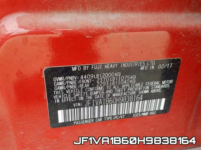 JF1VA1B60H9838164 фото 2
