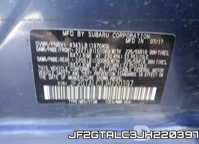 JF2GTALC3JH220397 фото 8