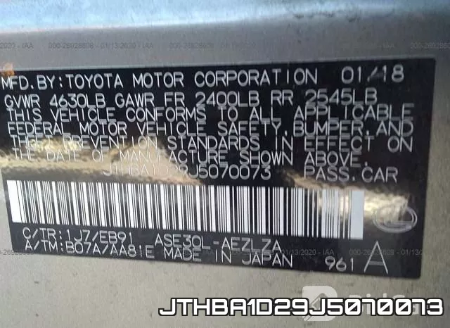 JTHBA1D29J5070073 фото 8