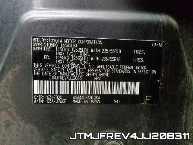 JTMJFREV4JJ208311 фото 2
