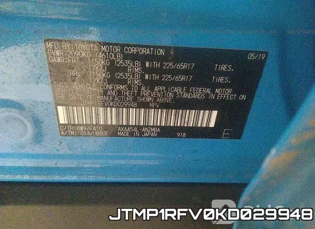 JTMP1RFV0KD029948 фото 10