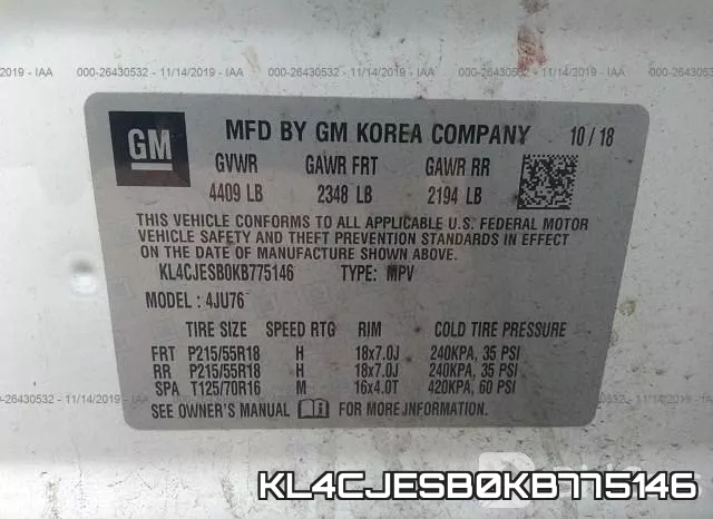 KL4CJESB0KB775146 фото 8