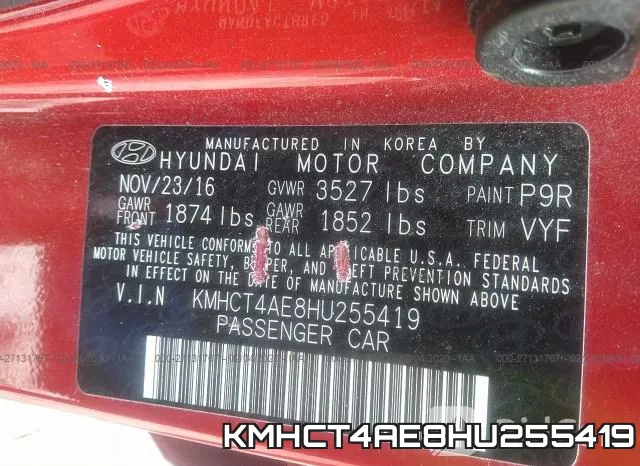 KMHCT4AE8HU255419 фото 8
