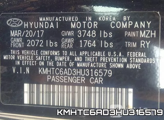 KMHTC6AD3HU316579 фото 7