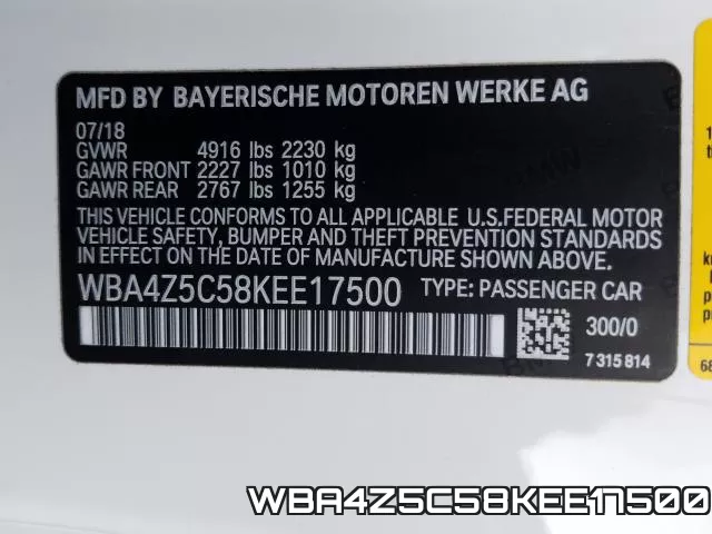 WBA4Z5C58KEE17500 фото 2