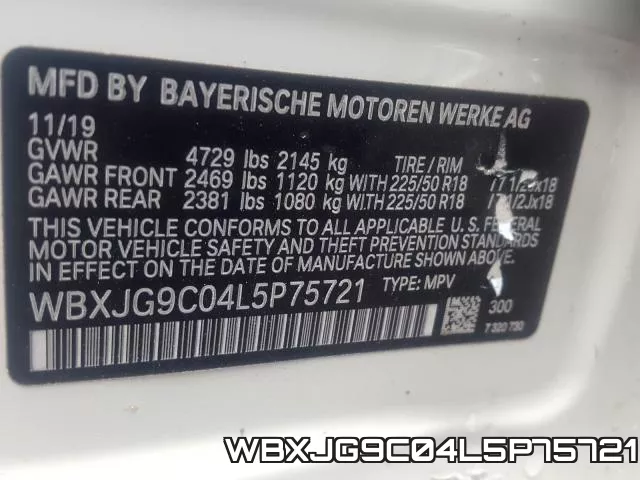 WBXJG9C04L5P75721 фото 2