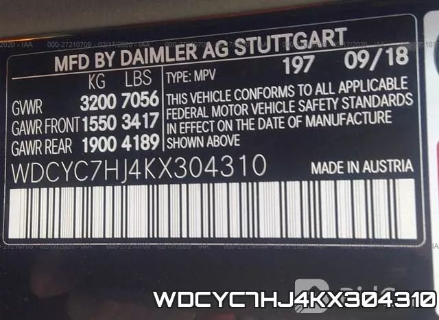 WDCYC7HJ4KX304310 фото 8