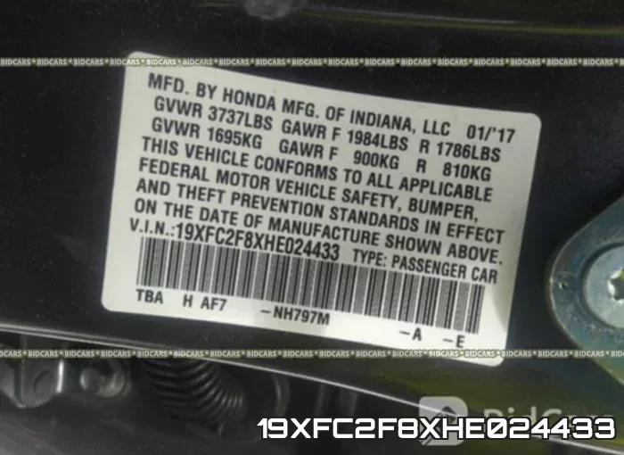 19XFC2F8XHE024433 фото 10