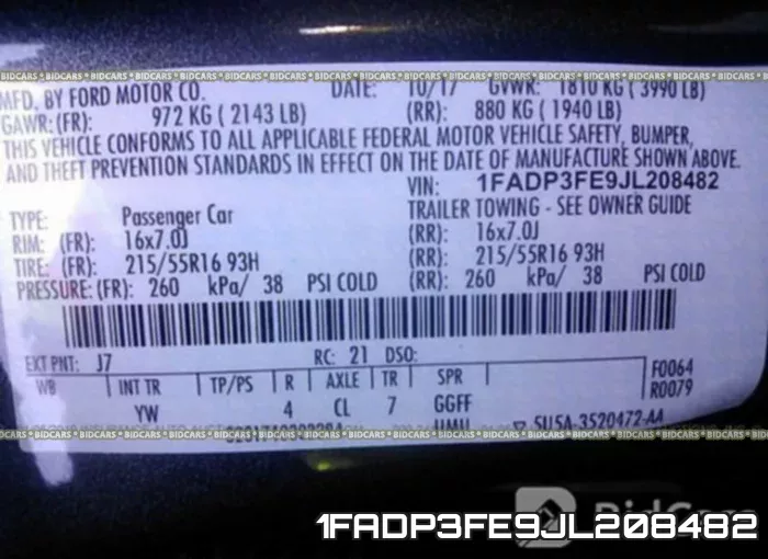 1FADP3FE9JL208482 фото 10