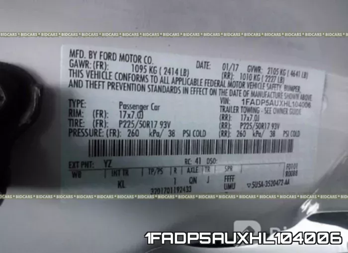1FADP5AUXHL104006 фото 10