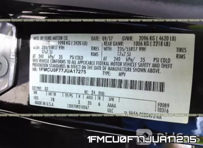 1FMCU0F77JUA17275 фото 10