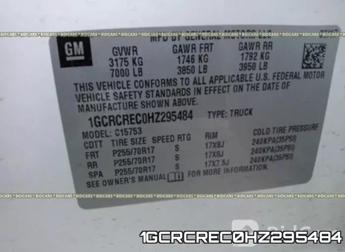 1GCRCREC0HZ295484 фото 10
