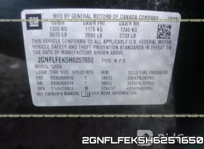 2GNFLFEK5H6257650 фото 10