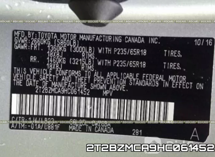 2T2BZMCA9HC061452 фото 10
