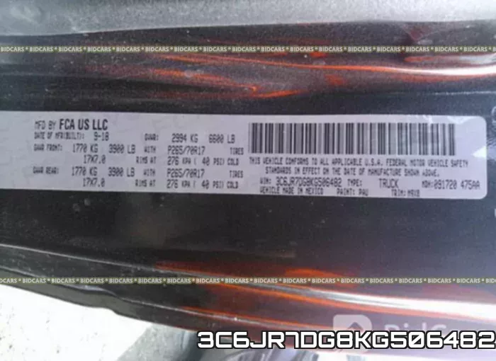 3C6JR7DG8KG506482 фото 10