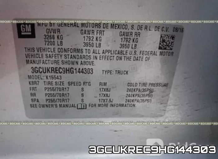 3GCUKREC9HG144303 фото 10