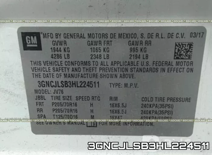 3GNCJLSB3HL224511 фото 10
