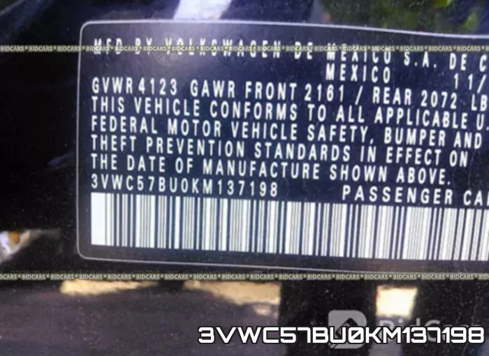 3VWC57BU0KM137198 фото 10